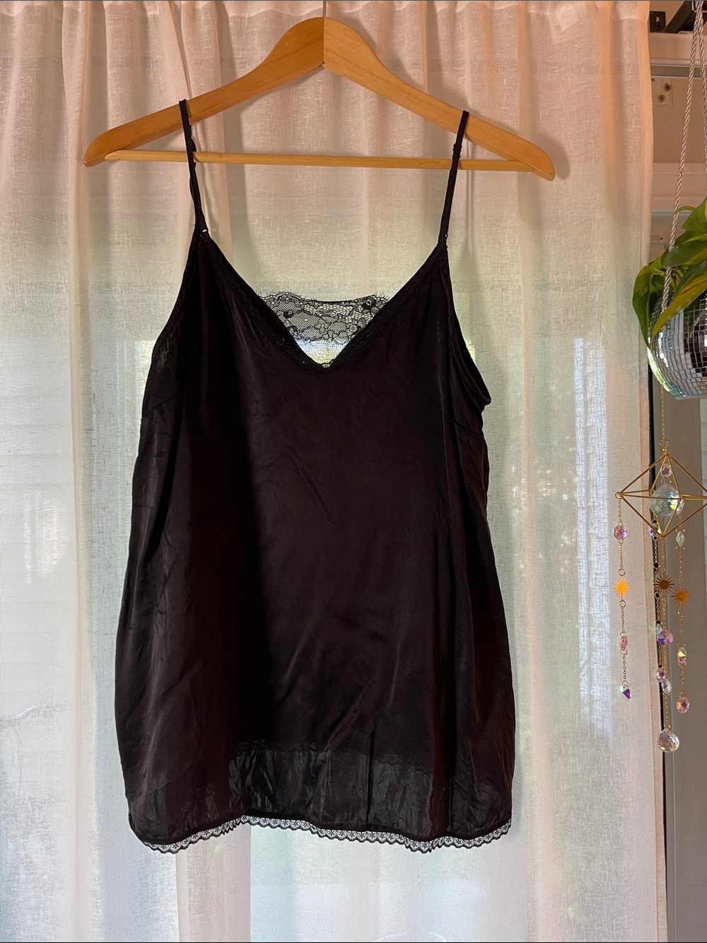 Anthropologie Black Lace-Trim Camisole